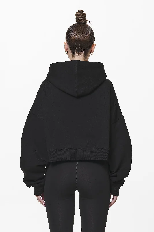 Troms Oversized Cropped Hoodie Black