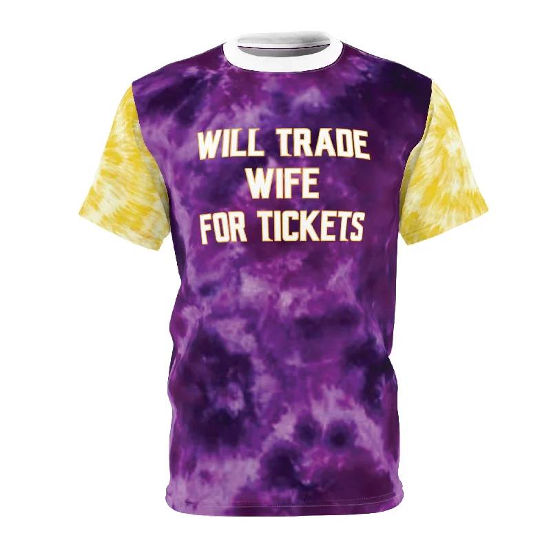 Unisex Cut & Sew Tee - Purple/Gold Tie-Dye - Wife for Tickets