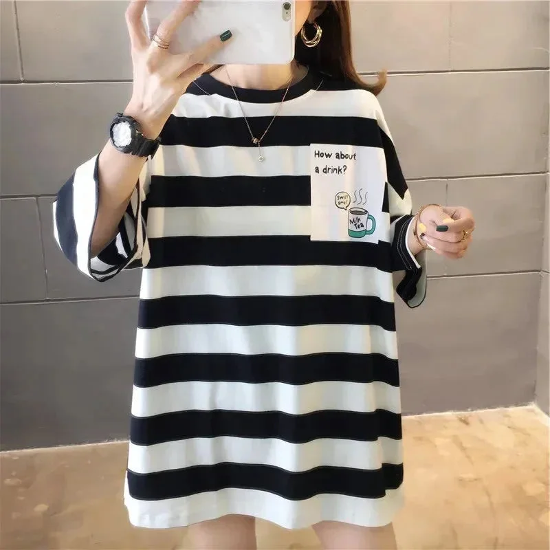 woman tshirts 2024 Summer oversized Women T-shirt korean style letter printed gr