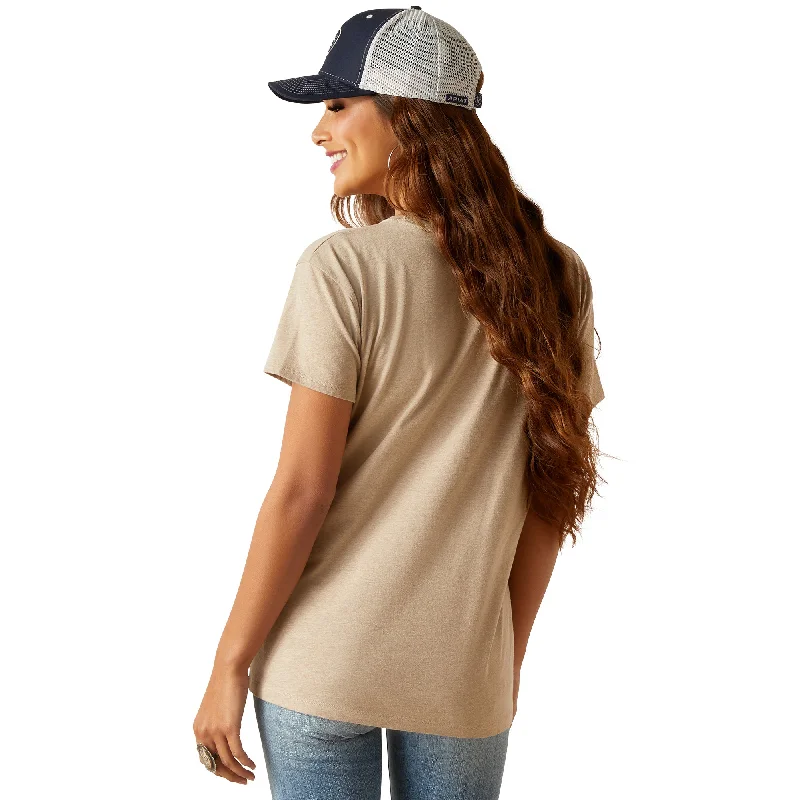 10047923 Ariat Women's Racing Team SS T Shirt Oatmeal Heather