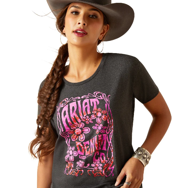 10047928 Ariat Women's Presents SS T Shirt Charcoal Heather