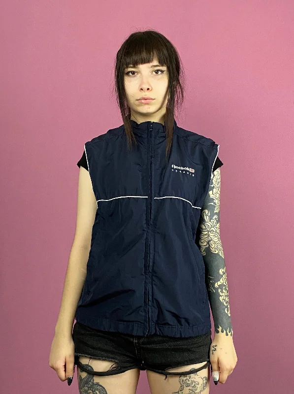 90s Reebok Vintage Women's Vest - L Navy Blue Polyester