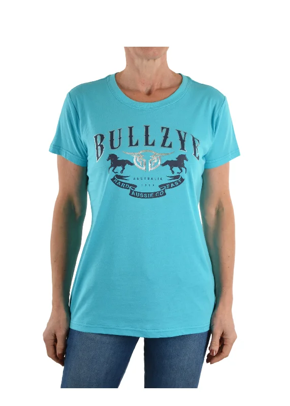 B1S2503093 Bullzye Women's Stronger Crew Tee Aqua