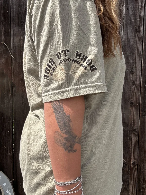 ""BORN TO RIDE"" Tee in HAZEL