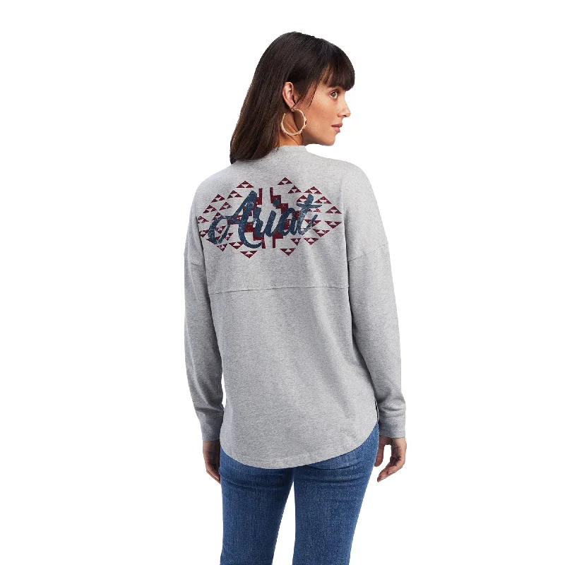 1010041334 Ariat Women's REAL Southwest Oversized Graphic LS Shirt heather grey