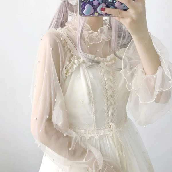 Cute Pearl Chiffon Shirt YV40217