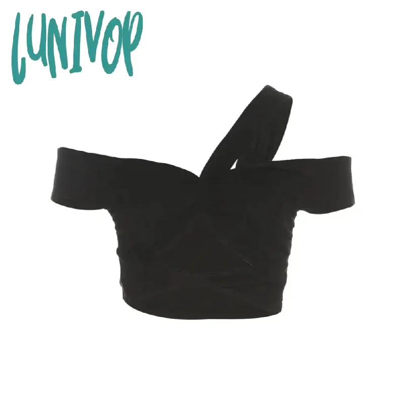 Lunivop Dark Academic Sleeveless Y2k Crop Top Women Sexy Sleeveless Short Tops Ladies Vest Tank Top Women's Tube Top Female Black White