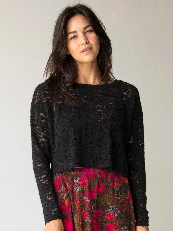 Millie Lace Layering Sweater - Black