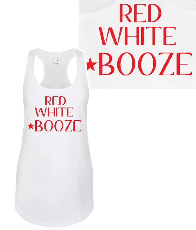 Red, White, Booze - White Next Level Women's Racerback Tank Top