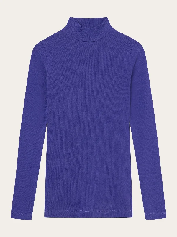 Rib high neck long sleeve - Deep Purple