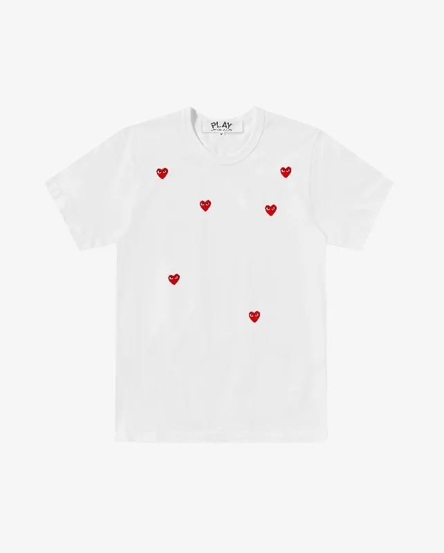 T338 UNISEX SMALL MULTI HEART T-SHIRT / WHITE