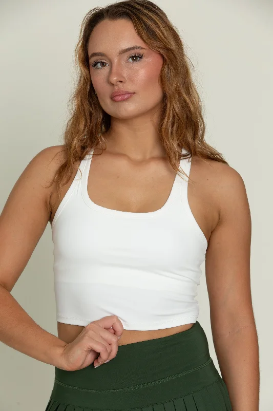 White Racerback Crop Tank