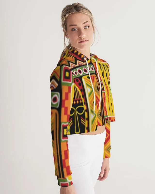 AKH African Mural Art Women's Cropped Hoodie