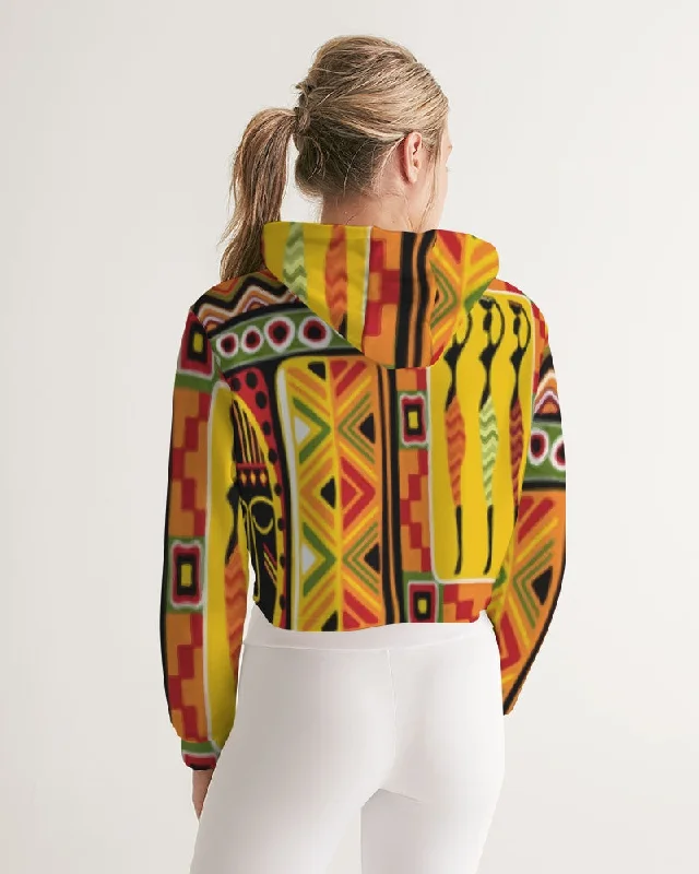 AKH African Mural Art Women's Cropped Hoodie