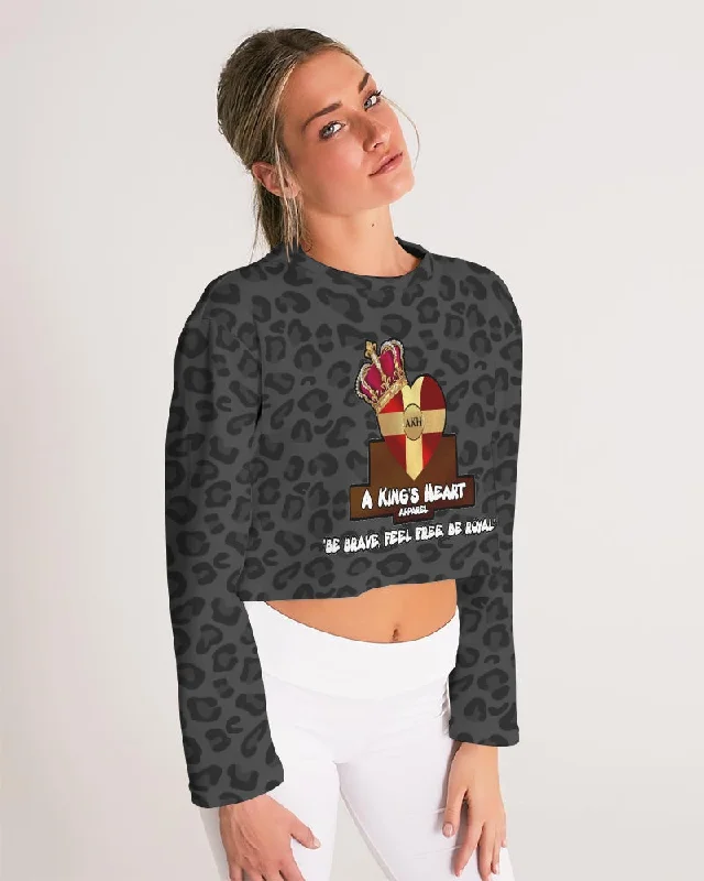 AKH Black Leopard Women's Cropped Sweatshirt