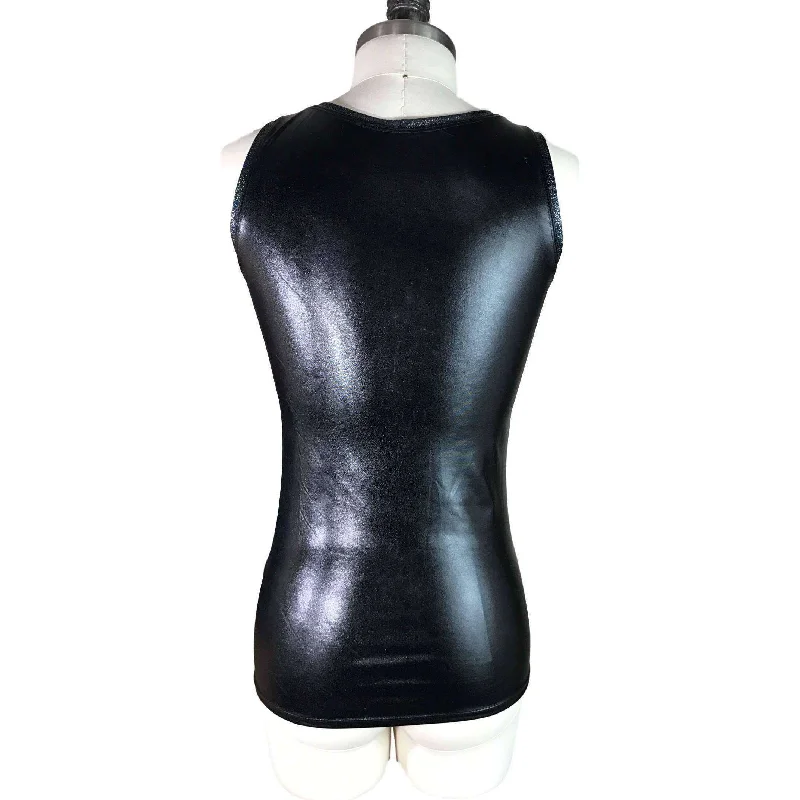 Full Length Tank Top - Black Metallic ""Wet Look""