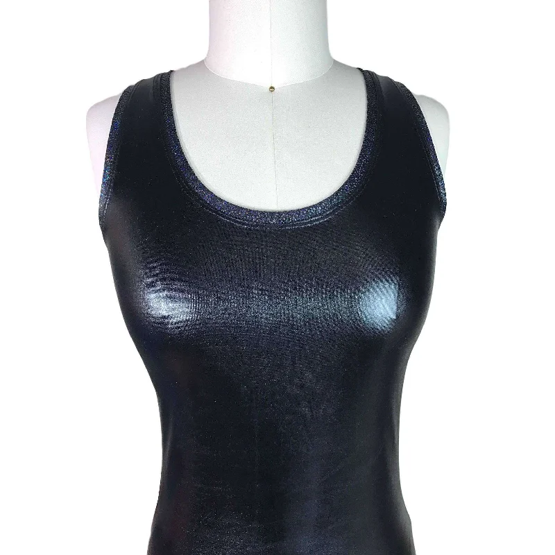 Full Length Tank Top - Black Metallic ""Wet Look""