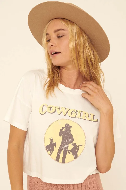 Cowgirl Vintage-Print Cropped Graphic Tee