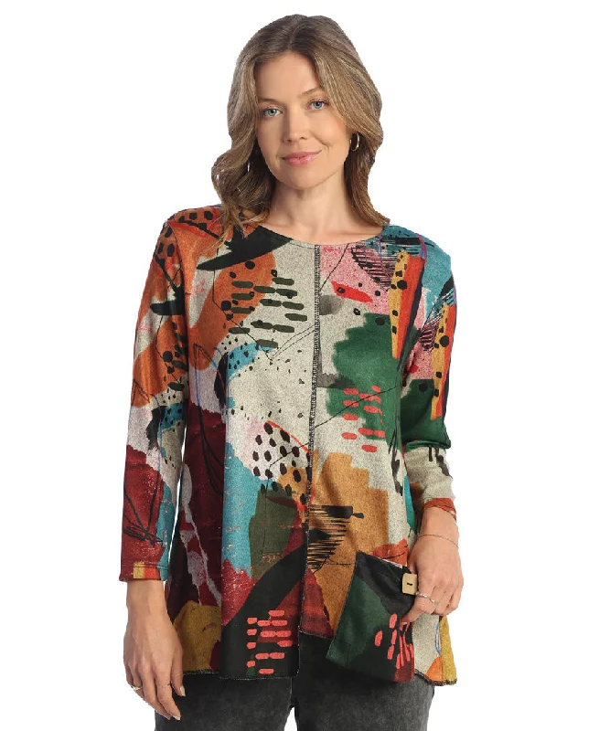 Jess & Jane FB2-1854 - Women's Multi-colored Abstract Montecito Tunic