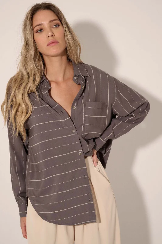 Line of Sight Striped Button-Up Pocket Shirt