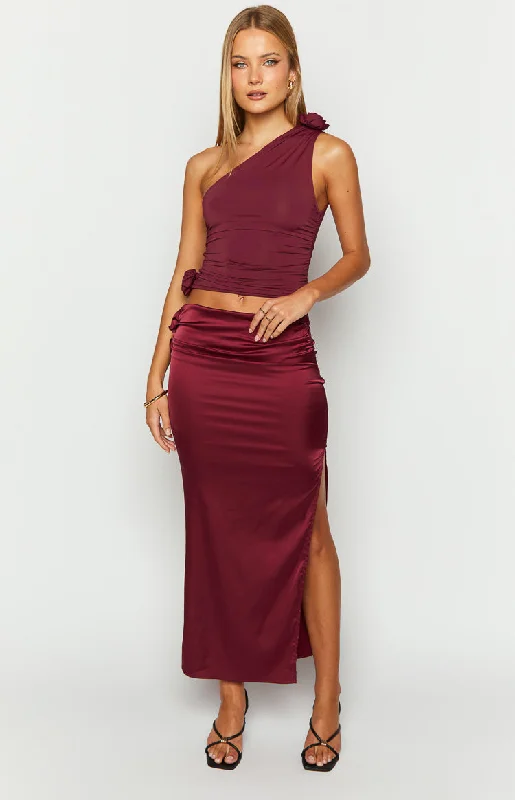 Lioness Rendezvous Burgundy One Shoulder Top