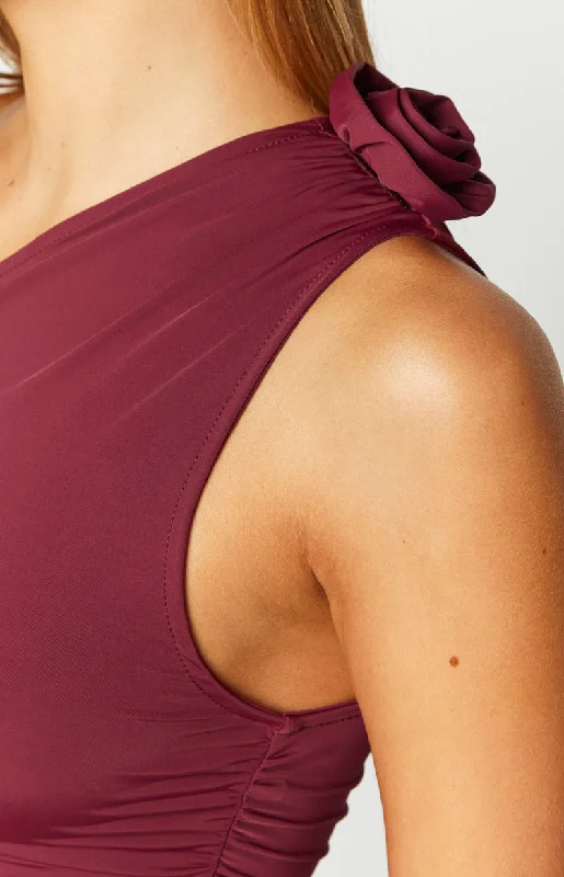 Lioness Rendezvous Burgundy One Shoulder Top