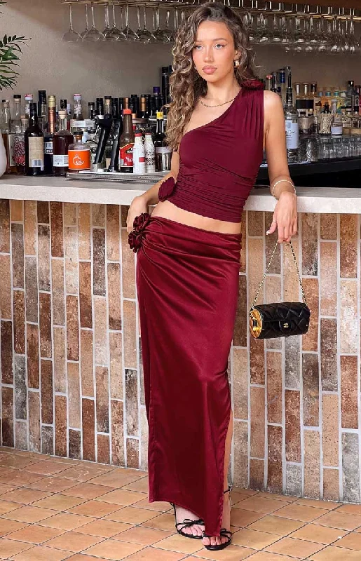 Lioness Rendezvous Burgundy One Shoulder Top