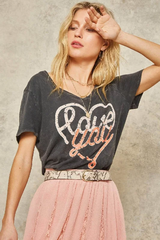 Love You Stone-Washed Vintage Graphic Tee