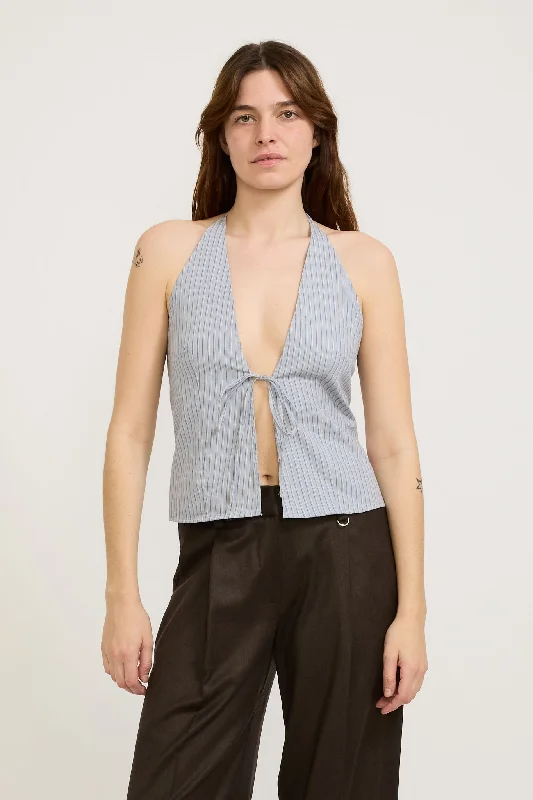 Open Halter Top Glacier Stripe