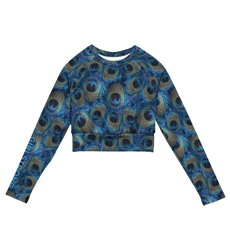 THE ESSENTIAL LONG SLEEVE FITTED CROP TOP PEACOCK