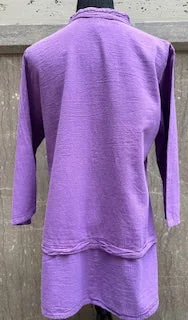 Shirt Button Front 3/4 Sleeve Purple Women's L0808