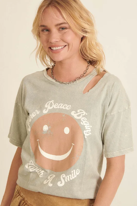 Smiley Inner Peace Vintage-Wash Graphic Tee