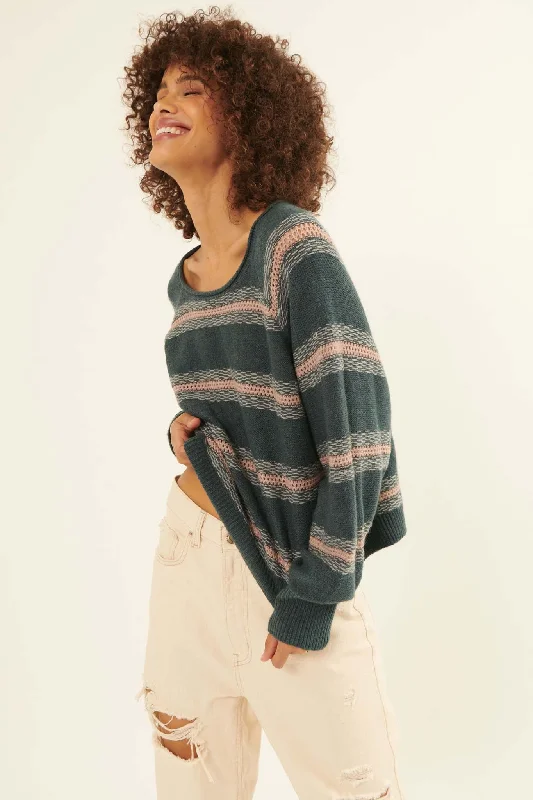 Stroke of Genius Pointelle-Stripe Sweater