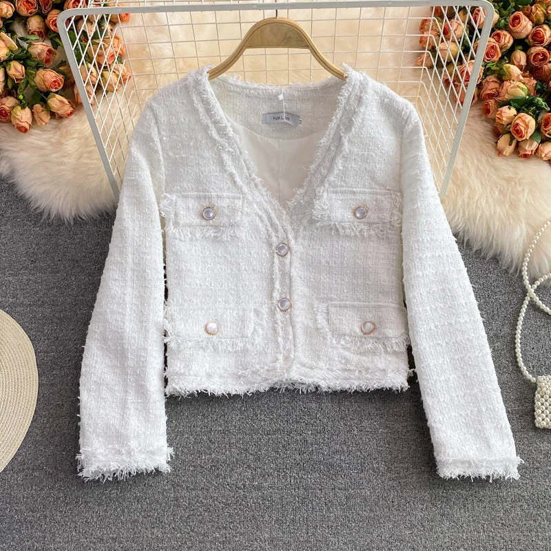 Temperament celebrity small fragrance tweed short coat female  1637