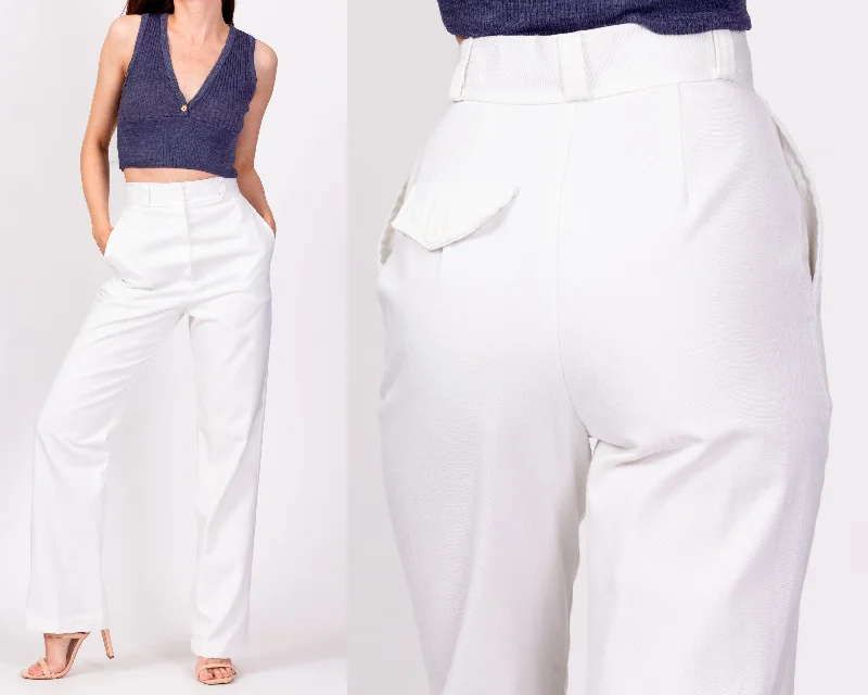 70s White High Waisted Trousers - Extra Small, 23.75""