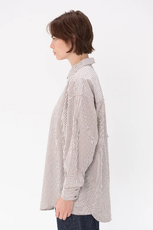 Kaarina Dolman Button Down, Sand & White Stripes