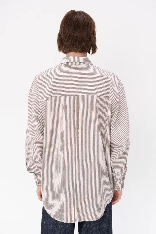 Kaarina Dolman Button Down, Sand & White Stripes