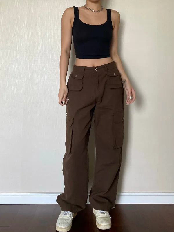 Bailey Vintage Straight Leg High Waist Multi-pocket Cargo Pants