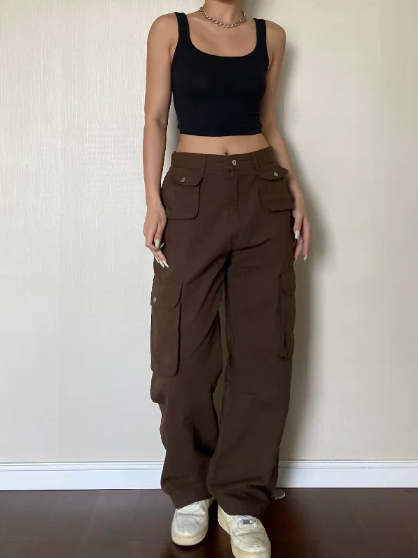 Bailey Vintage Straight Leg High Waist Multi-pocket Cargo Pants