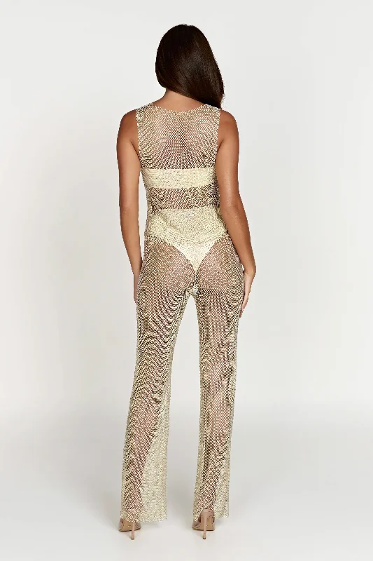 Emerson Diamante Mesh Pant - Cream