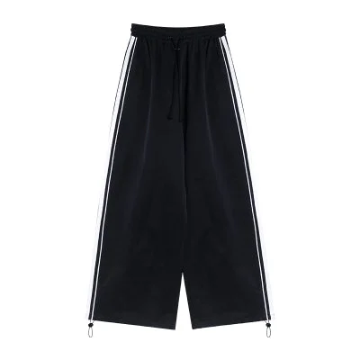 Madalynn Solid Color Black Stripe Baggy Sweatpants