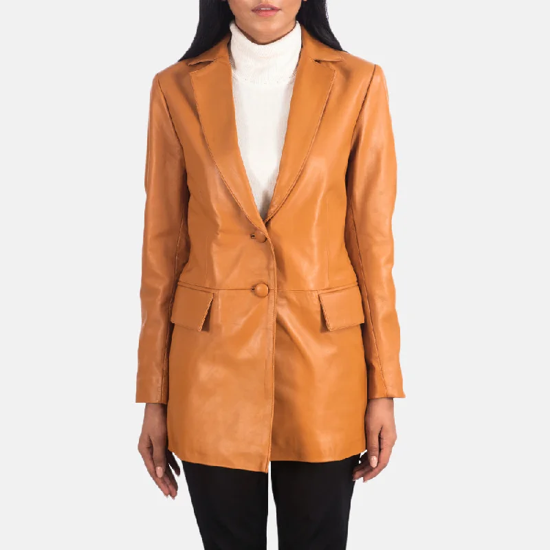 Marilyn Tan Brown Leather Blazer