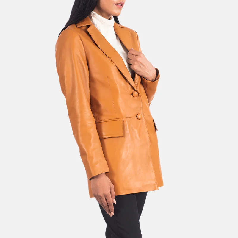 Marilyn Tan Brown Leather Blazer