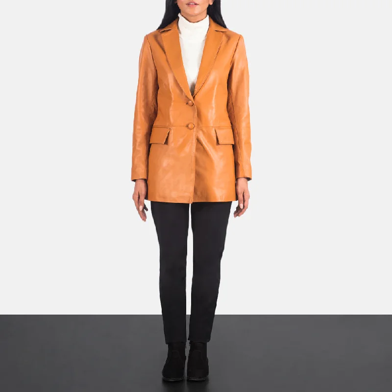 Marilyn Tan Brown Leather Blazer