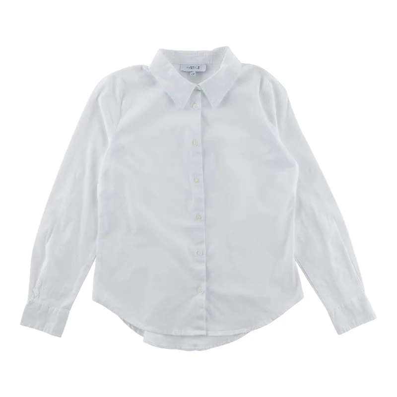 mySTYLE Women's Button-Up Poplin Shirt