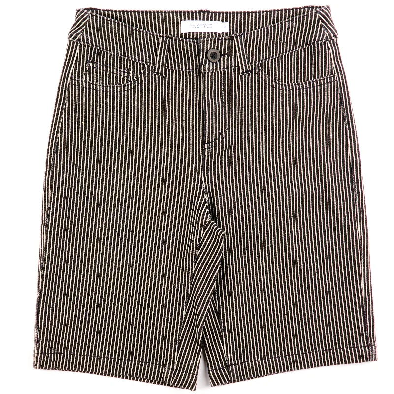 mySTYLE Women's Striped Bermuda Shorts