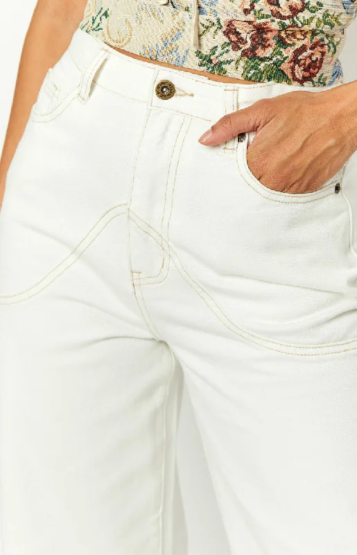 Sindney High Rise Cream Slouch Jeans