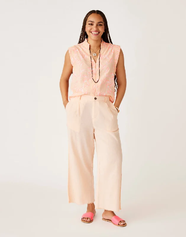 Suki Linen Pant: Peach Chambray