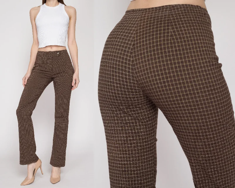 XS 90s Brown Plaid Mid Rise Pants